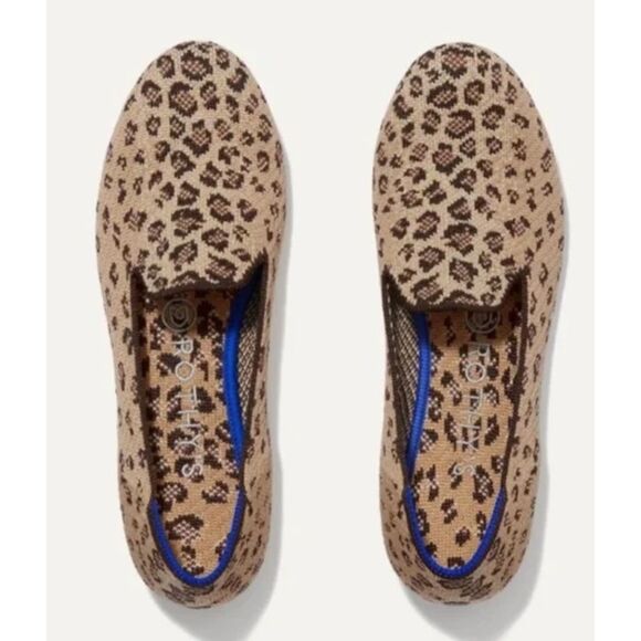 Rothy's The Loafer Slip On Knit Tan/Brown Cheetah Print Flats Size 7 - Picture 1 of 4